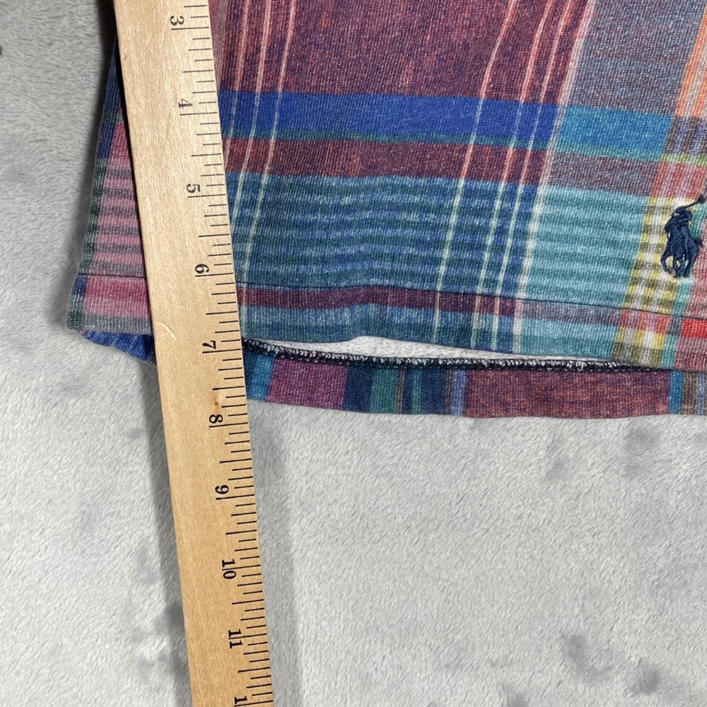 Polo Ralph Lauren Mens Small Plaid Fleece Shorts Multicolor Drawstring Pony Logo - Picture 8 of 11